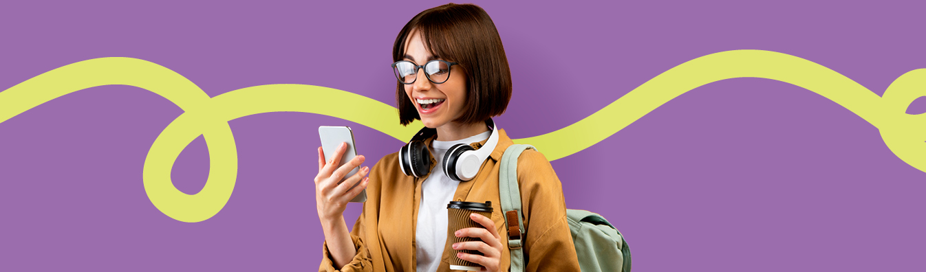 Student in front of vibrant background